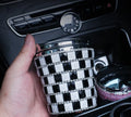 LED diamond-studded plastic car ashtray with grinding finish in a colour option for automotive use