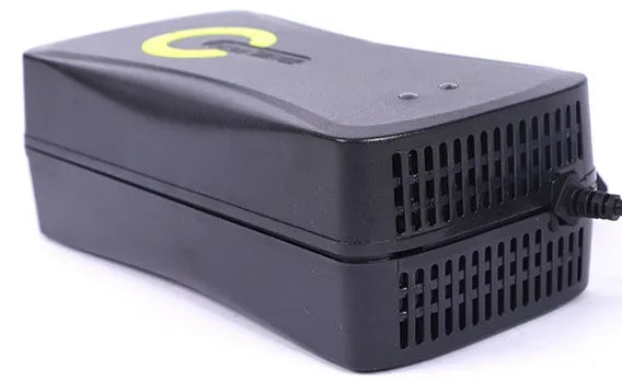 72V20Ah electric car charger with pulse repair, automatic power-off, black alloy casing, UK plug
