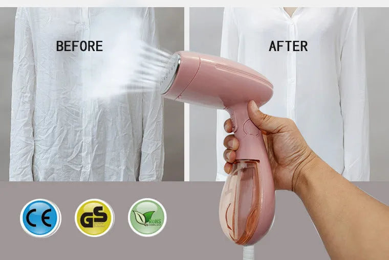 Sokany pink handheld steam ironing brush with EU plug for clothing care