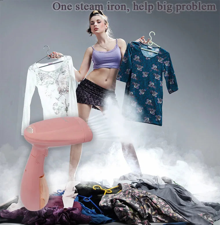 Sokany pink handheld steam ironing brush with EU plug for clothing care