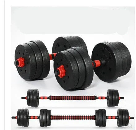Home training dumbbell and barbell fitness equipment pair with rubber coating and 40cm connector