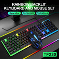 Wired rainbow backlit ergonomic gaming keyboard with USB cable, black colour option