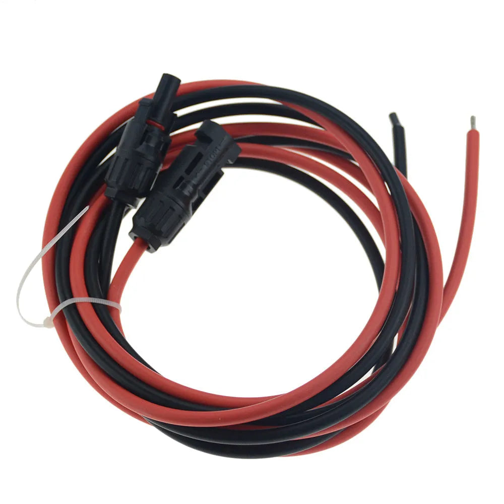 MC4 solar panel extension cable with black and red options in 4mm² cross-section