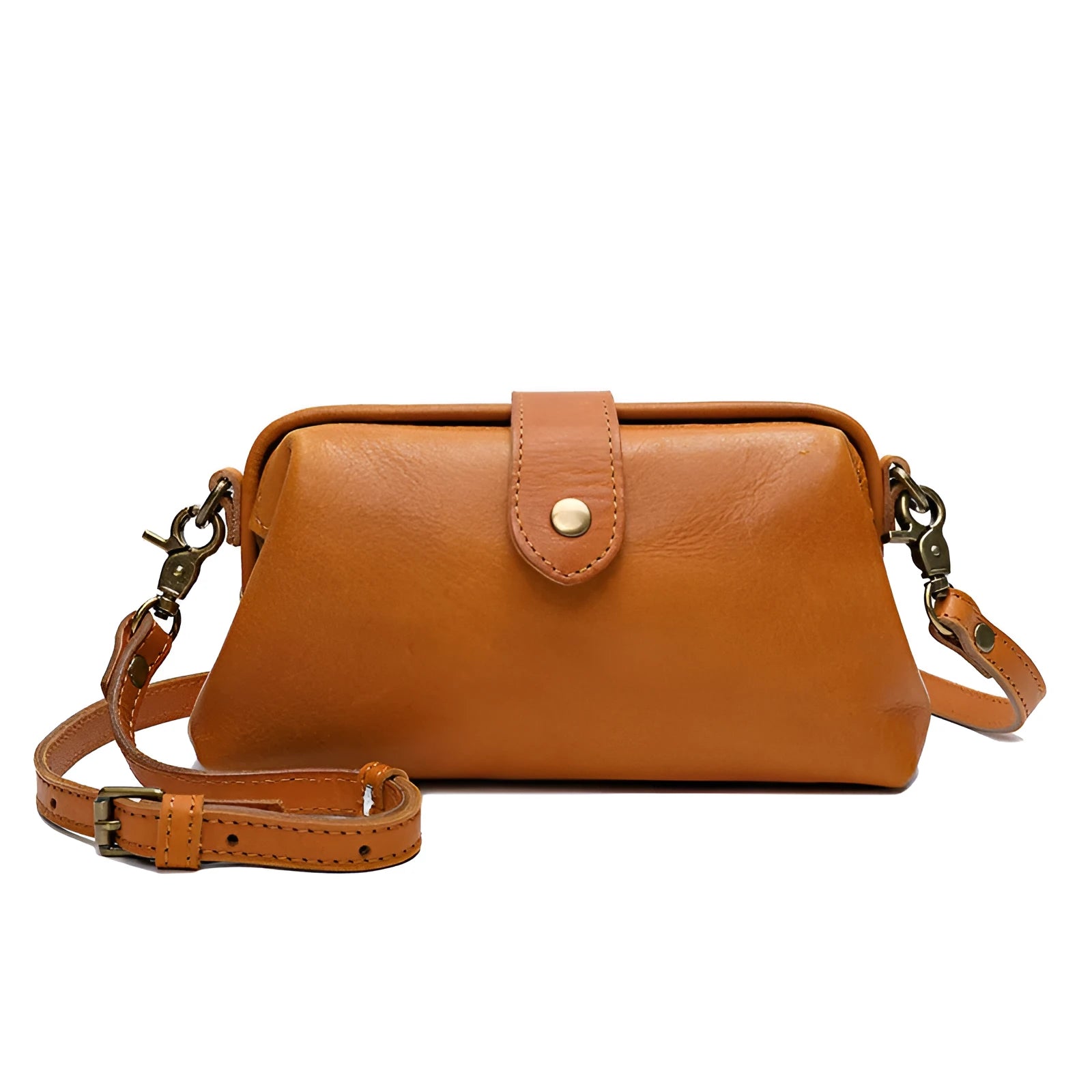 Clementine purse pillow shape leather with single strap brown colour