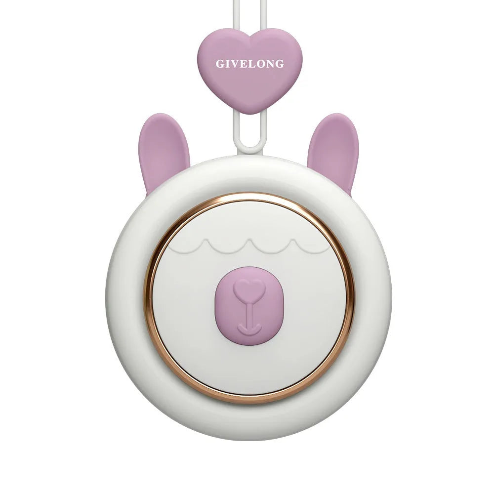 Mini bladeless neck band fan with hanging rope and USB charging cable