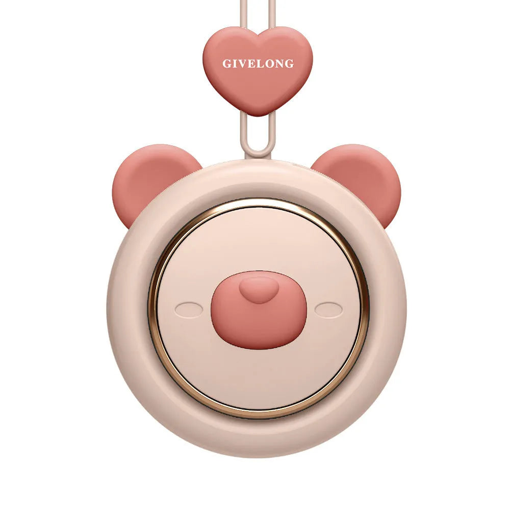 Mini bladeless neck band fan with hanging rope and USB charging cable