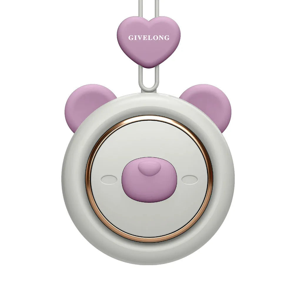 Mini bladeless neck band fan with hanging rope and USB charging cable