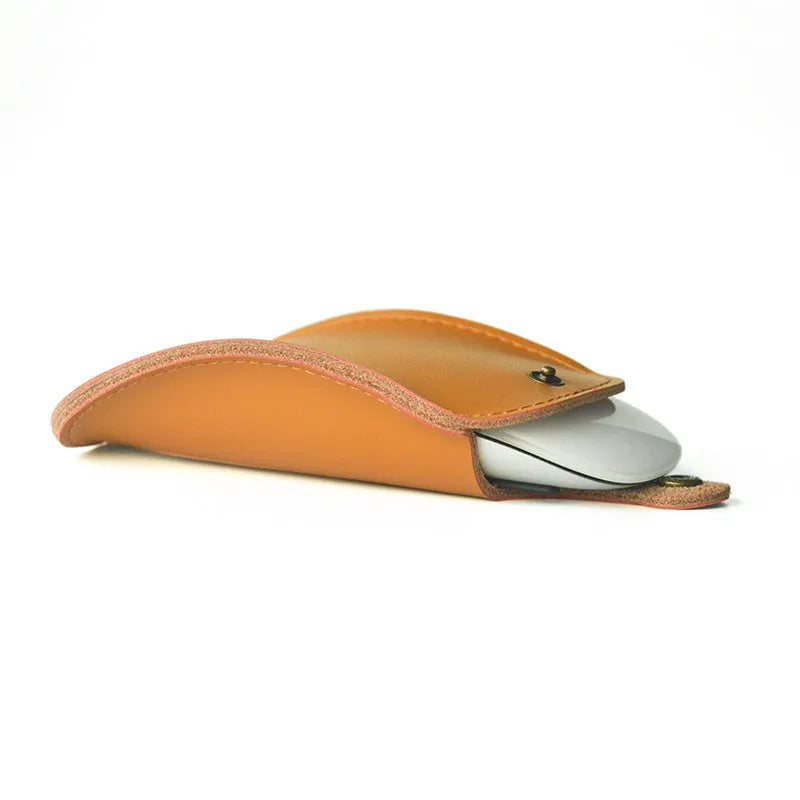 Brown leather storage bag for Apple Magic Mouse 2nd Generation
