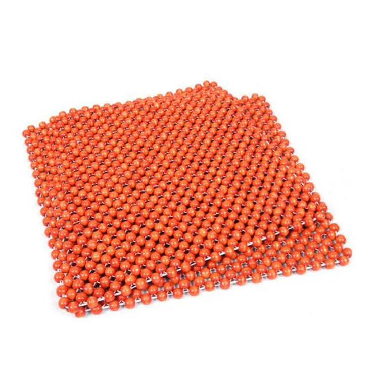 Square wooden bead cushion in beige colour option measuring 45x45 cm for car seat or chair