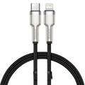 Mobile phone 20W fast charging cable with Type-C to Apple connector in black, 1m length