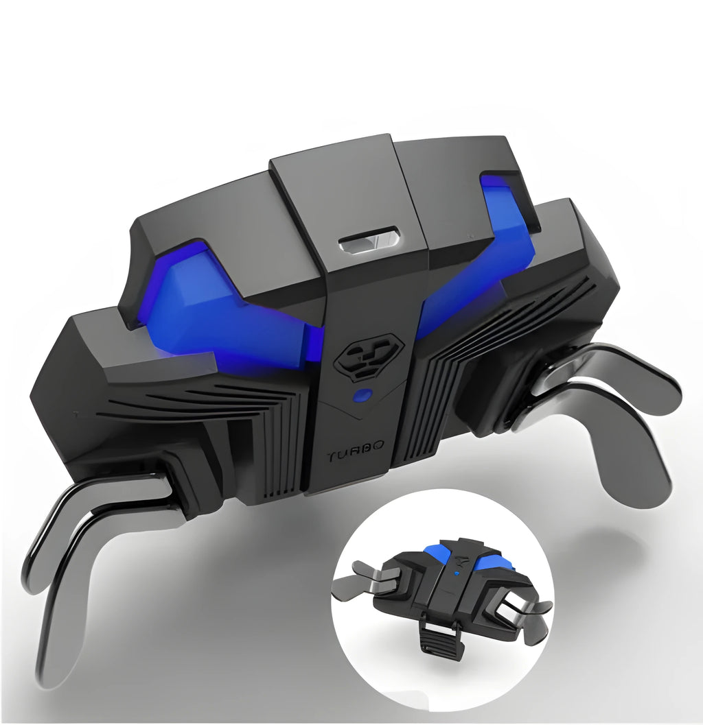 Black PS4 controller back button attachment with a long wired cable connected to a PS4 controller.