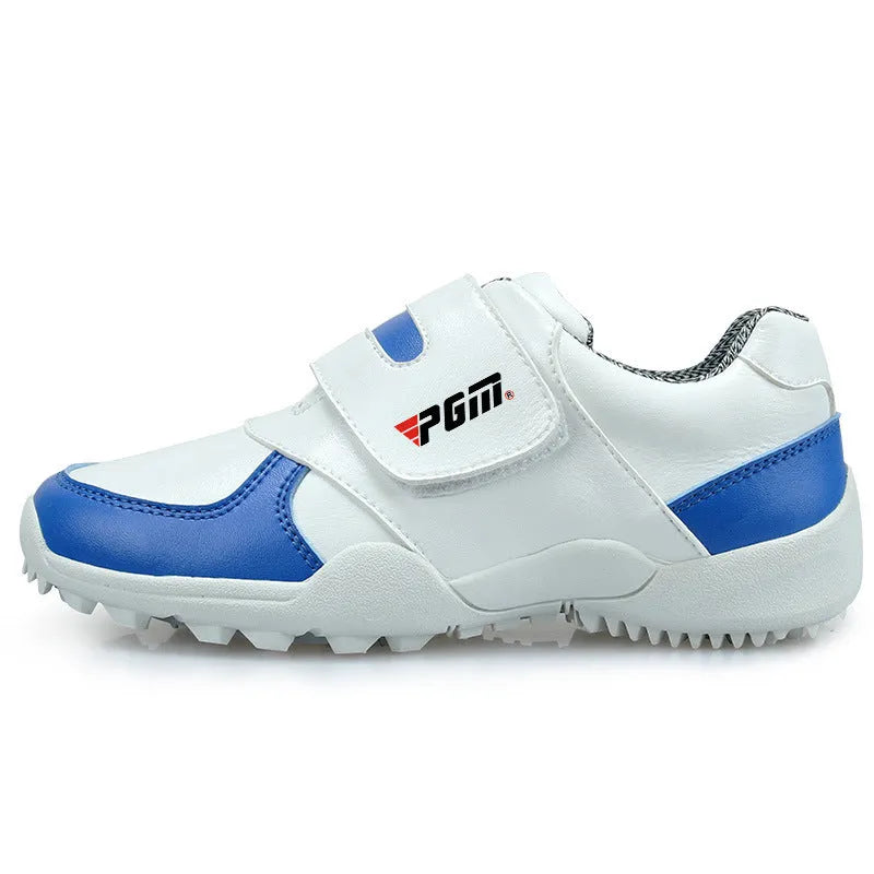 Children's breathable sports shoes with Velcro closure, blue and pink options, soft microfiber leather upper