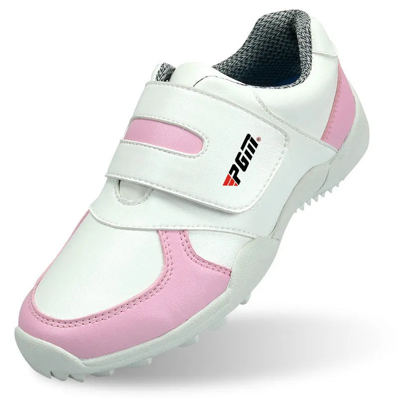 Children's breathable sports shoes with Velcro closure, blue and pink options, soft microfiber leather upper