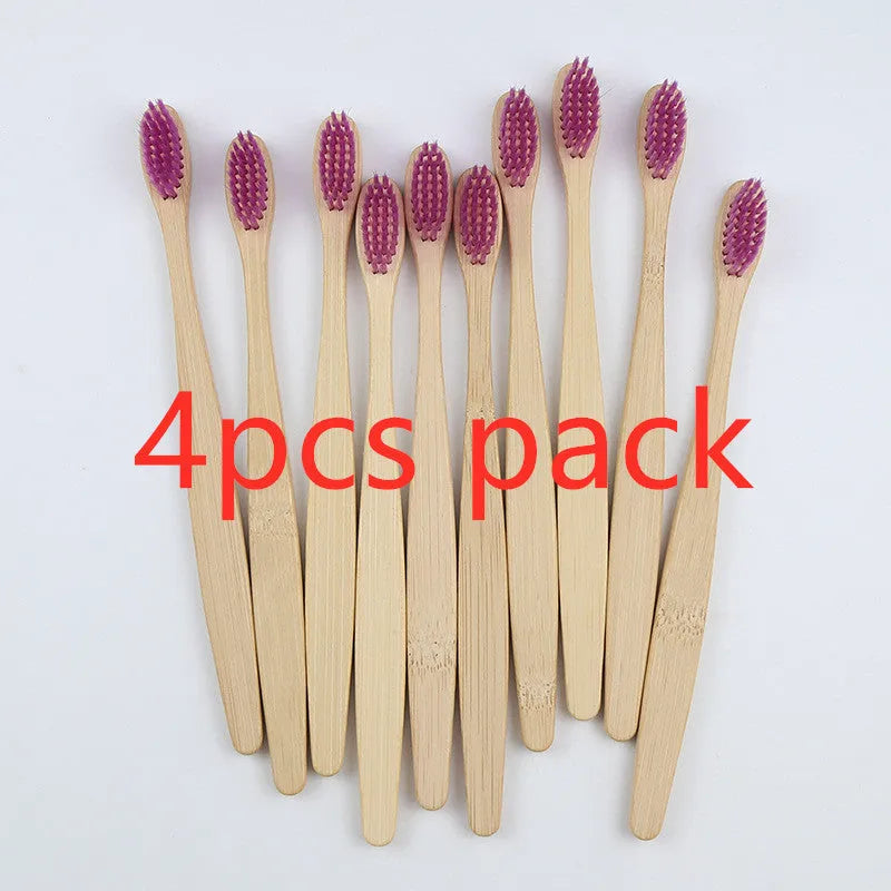 Rainbow bamboo toothbrush with natural biodegradable handle in assorted colours