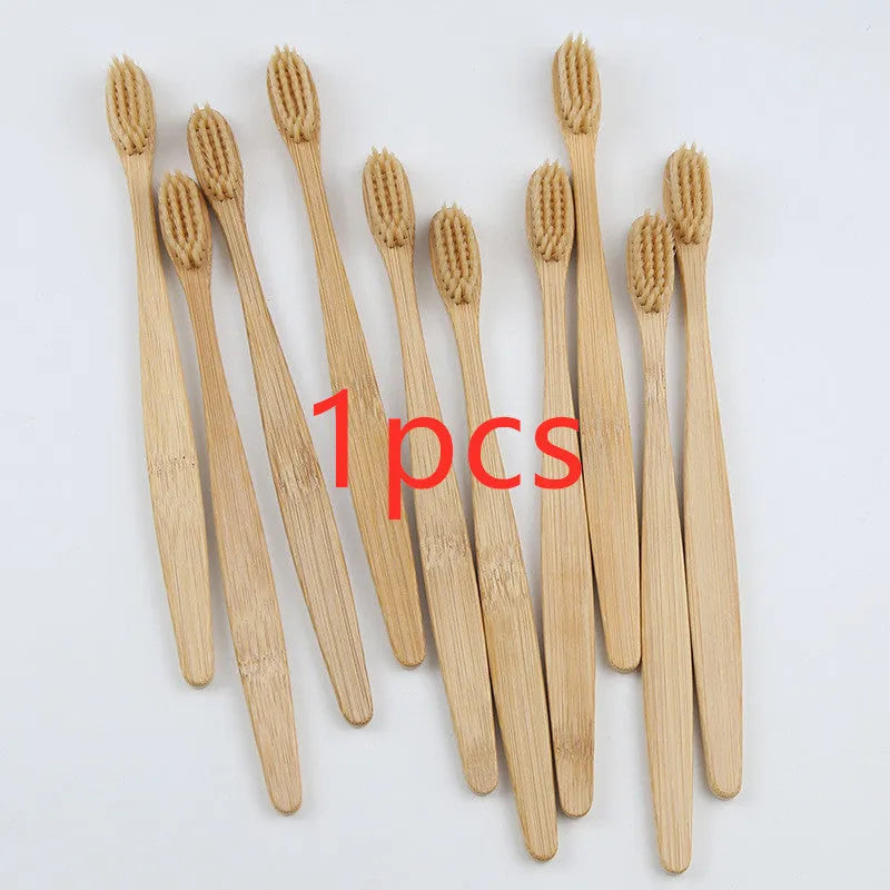 Rainbow bamboo toothbrush with natural biodegradable handle in assorted colours