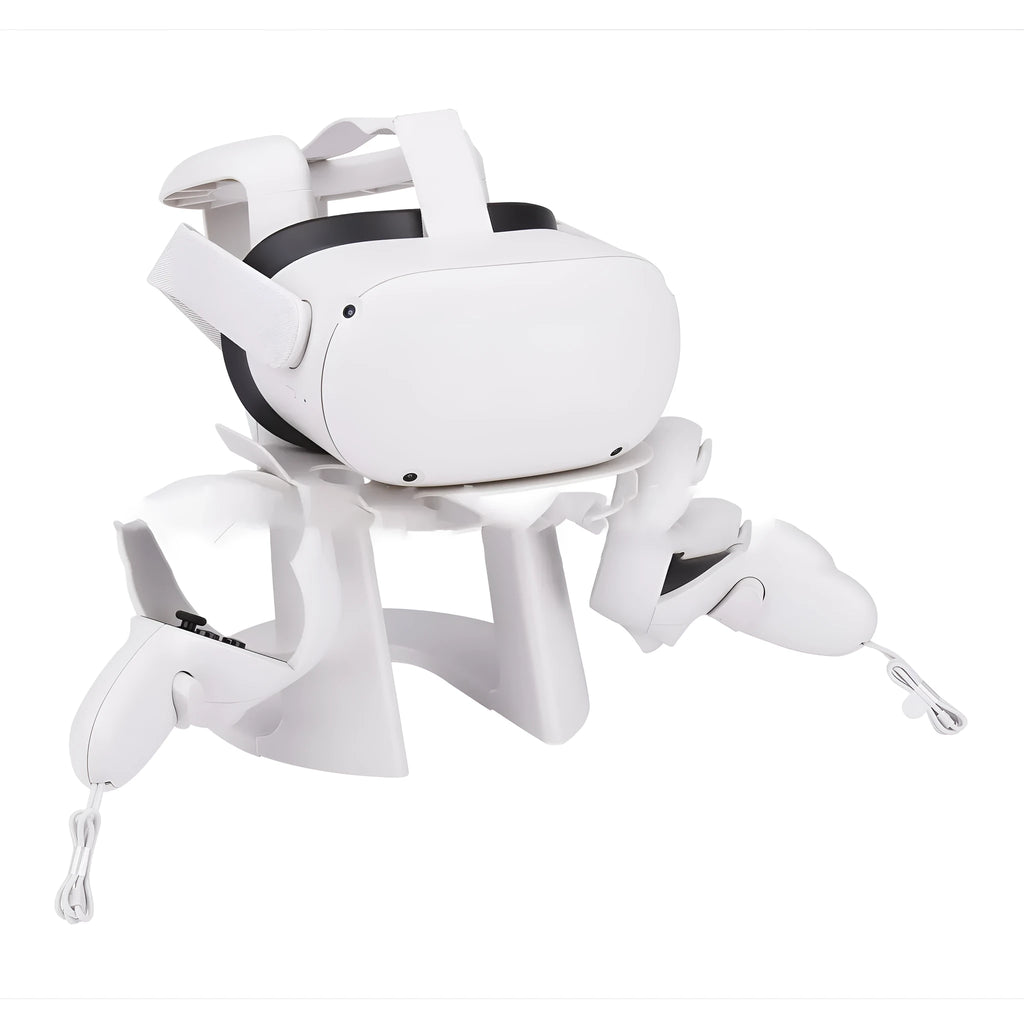 Black ABS plastic wall mount bracket holding an Oculus VR headset securely in place