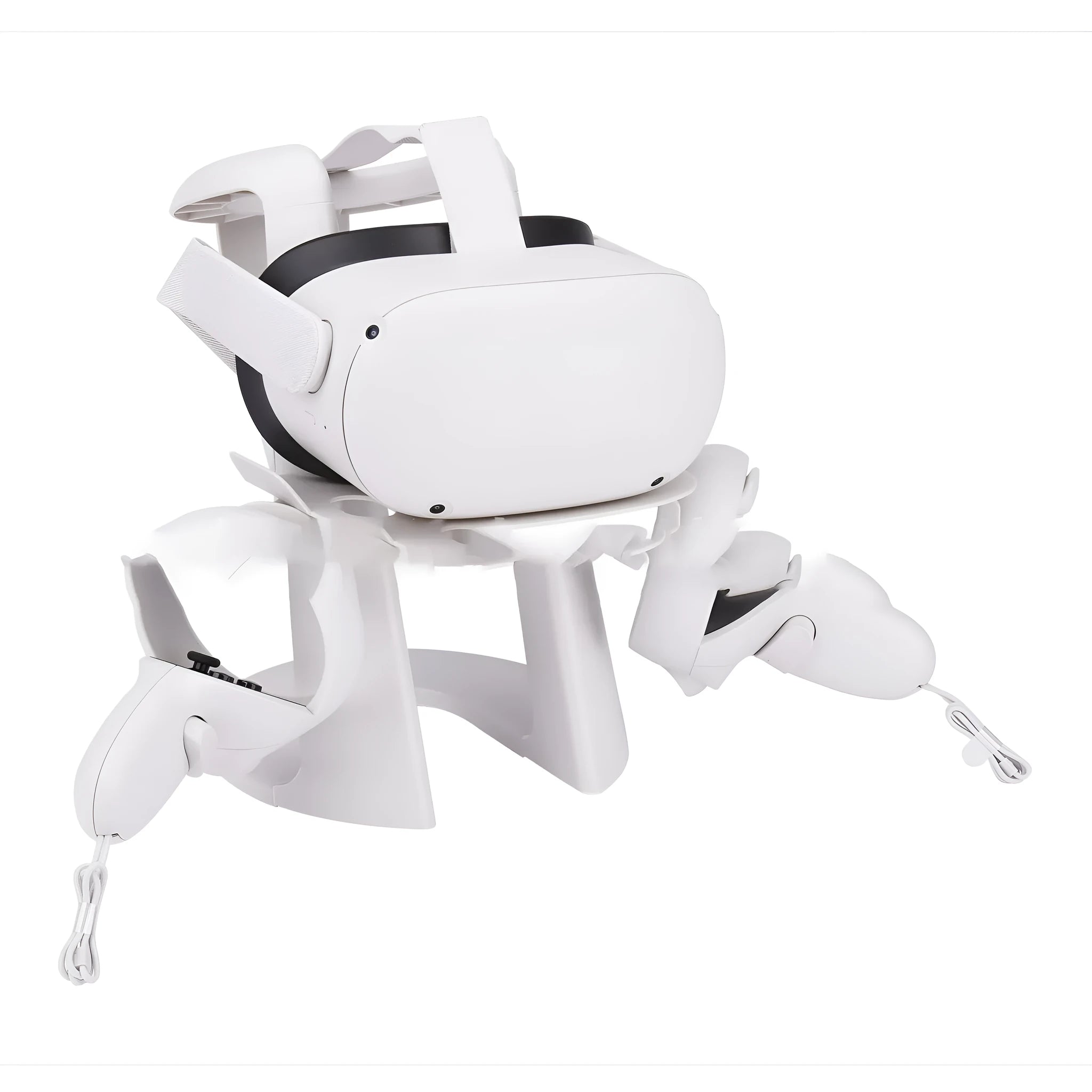 Black ABS plastic wall mount bracket holding an Oculus VR headset securely in place