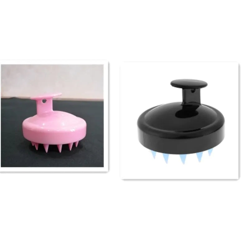 Silicone shampoo brush scalp massage comb 8x8x7cm in black