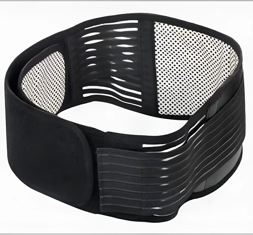 Self-heating magnetic waist protection belt in elastic cloth for lumbar muscle strain patients
