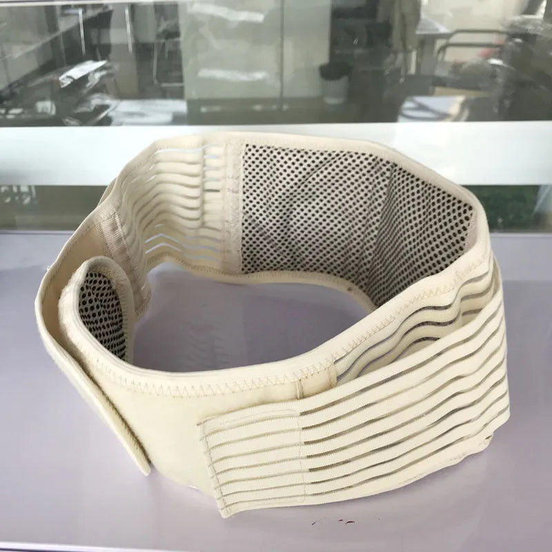 Self-heating magnetic waist protection belt in elastic cloth for lumbar muscle strain patients
