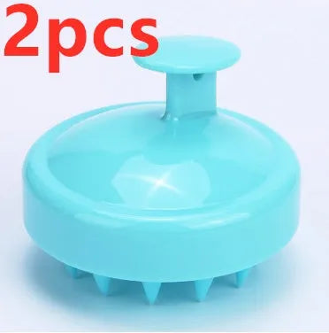 Silicone shampoo brush scalp massage comb 8x8x7cm in black