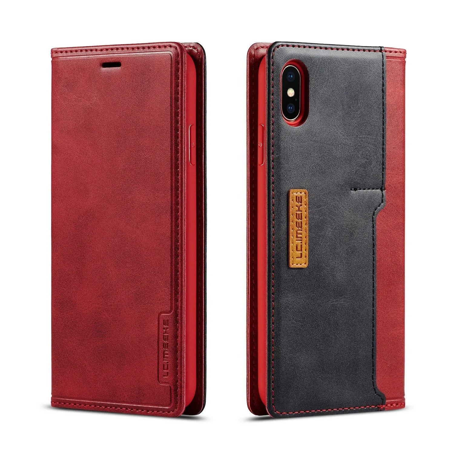 Retro flip wallet phone case in solid colour for iPhone, showing card storage and protective cover