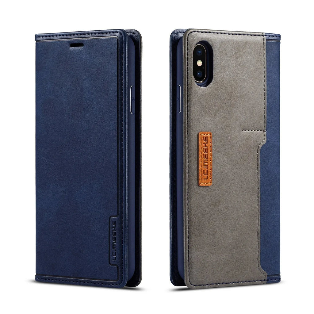 Retro flip wallet phone case in solid colour for iPhone, showing card storage and protective cover