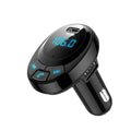 Black car Bluetooth MP3 transmitter with digital screen and dual USB ports for cigarette lighter socket
