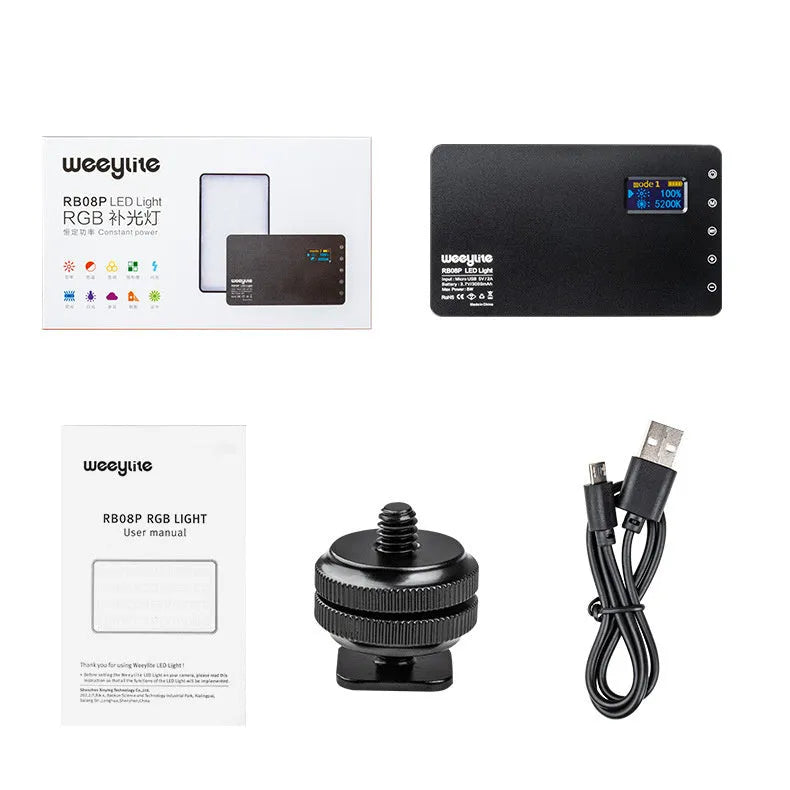 Weeylight RB08P RGB pocket LED fill light with 28 colour-changing beads and universal 1/4-inch mount