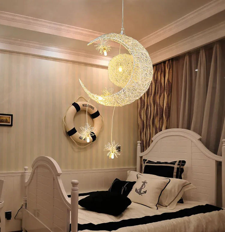 5W LED chandelier with aluminum shade in warm light, 250mm diameter for bedroom or restaurant