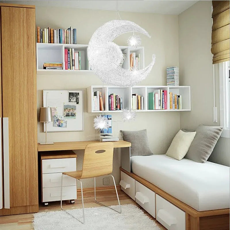 5W LED chandelier with aluminum shade in warm light, 250mm diameter for bedroom or restaurant