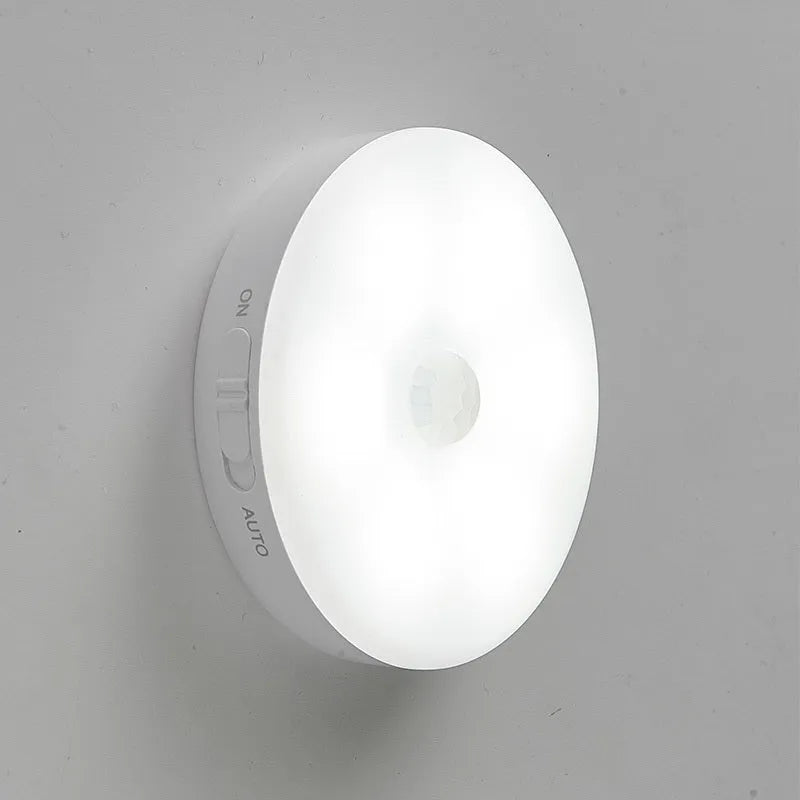Wireless motion-activated LED light for automatic nighttime illumination in home settings