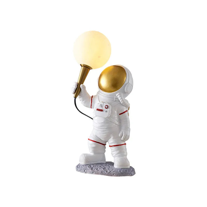 Astronaut desk lamp in white resin and PLA, children's night light in standing style
