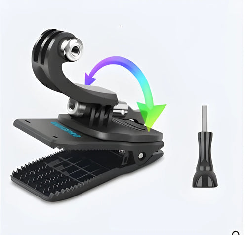 360-degree rotation backpack clip clamp made of ABS and aluminum alloy for GoPro Hero and Xiaomi Yi cameras