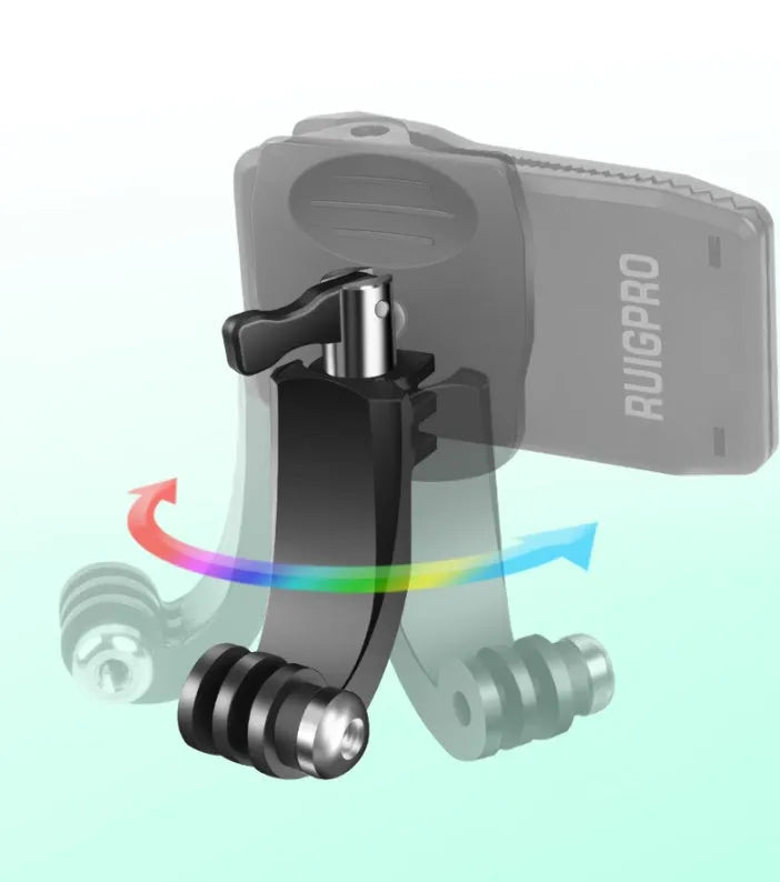 360-degree rotation backpack clip clamp made of ABS and aluminum alloy for GoPro Hero and Xiaomi Yi cameras