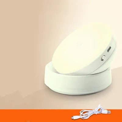 Wireless motion-activated LED light for automatic nighttime illumination in home settings