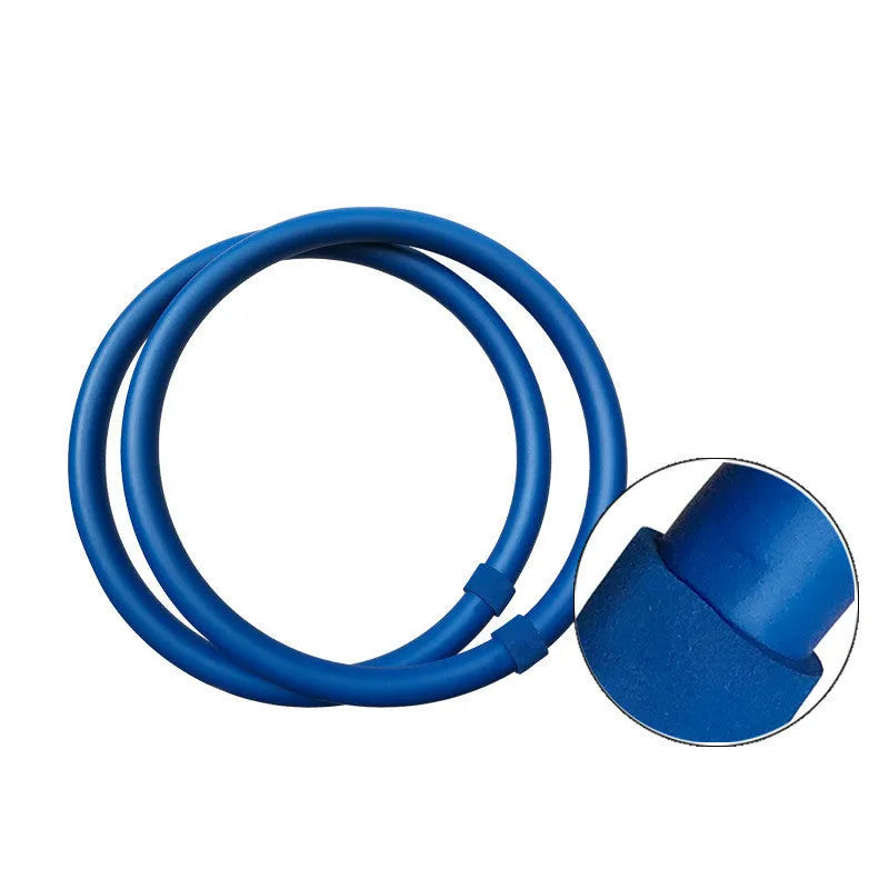 Pair of blue and pink arm massage hoops with stainless steel wire core and soft foam grip, 36x30x60cm