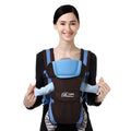 Bass Bear double shoulder baby carrier in gem orchid colour on a person carrying a baby