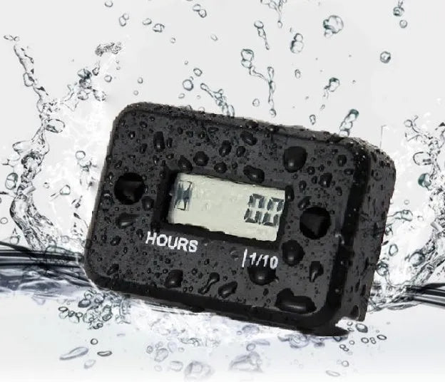 Tired Timer waterproof LCD induction hour meter for motorcycle motorboat ATV engine with black casing and display
