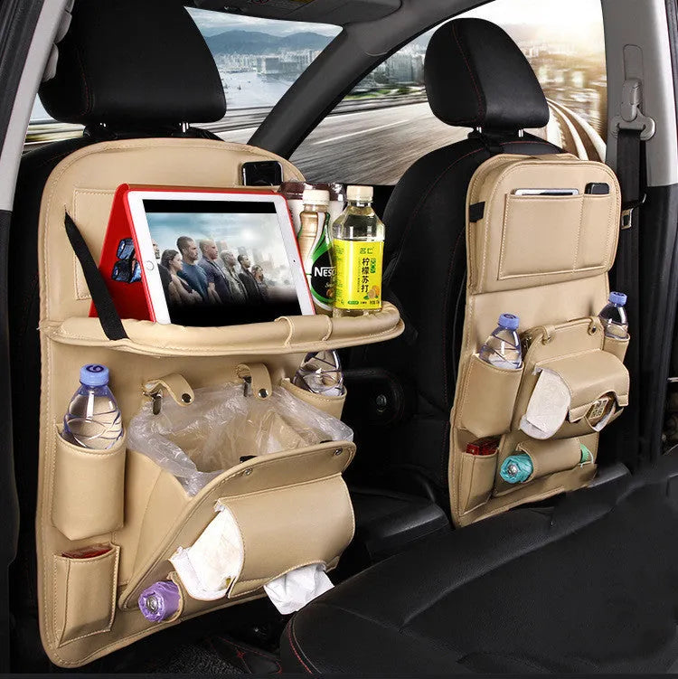 PU leather car seat back organiser bag in multiple colours with storage compartments