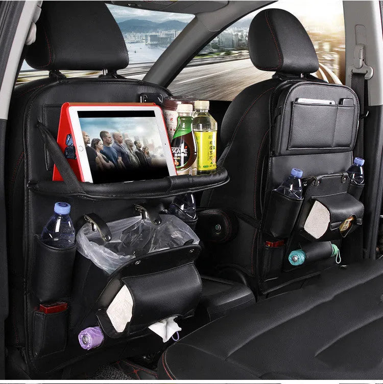 PU leather car seat back organiser bag in multiple colours with storage compartments