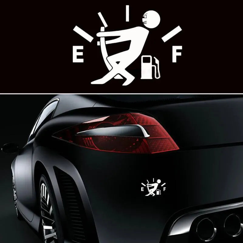 Compass fuel tank series car sticker in black colour, PET material, 12.7x9.2 cm, white background