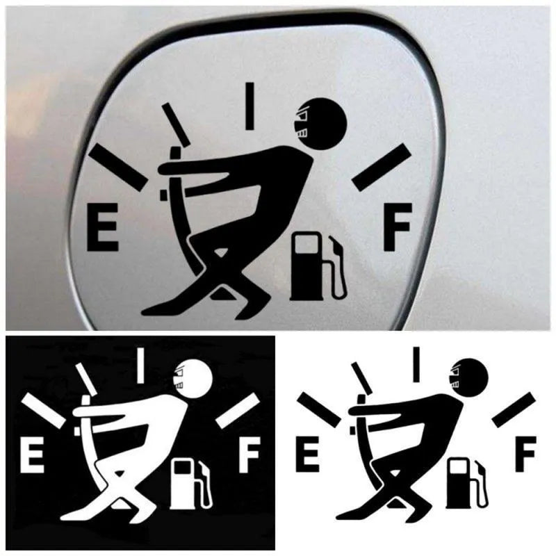 Compass fuel tank series car sticker in black colour, PET material, 12.7x9.2 cm, white background