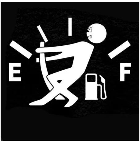 Compass fuel tank series car sticker in black colour, PET material, 12.7x9.2 cm, white background