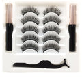 Magnetic eyelashes set showing eyeliner and reusable false lashes with 5 pairs included