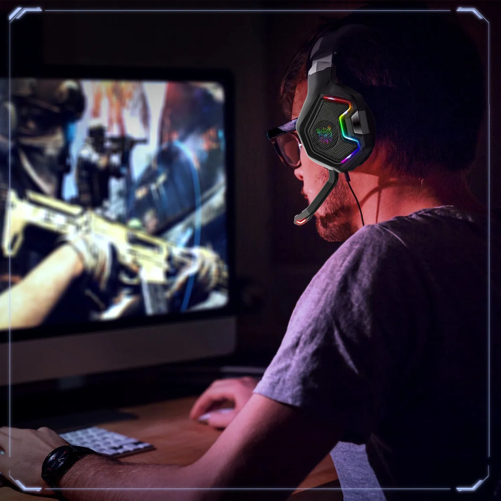 ONIKUMA K10 PRO black gaming headset with LED light and microphone for PS4 PS5 Xbox One