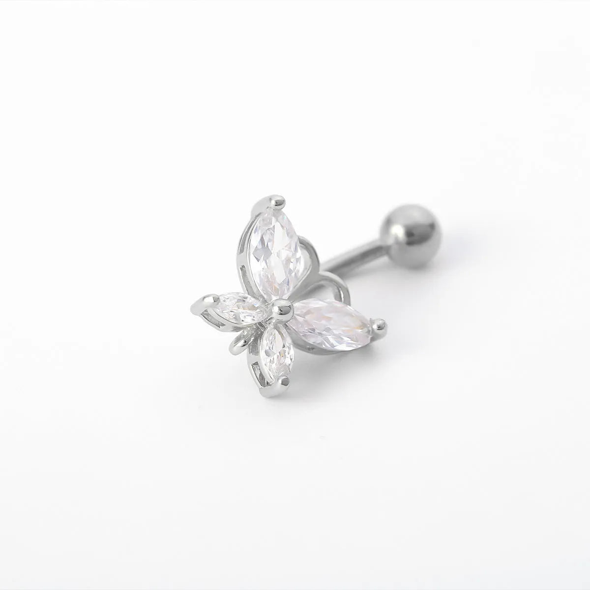 Gold 0003 stainless steel butterfly belly button ring on white background