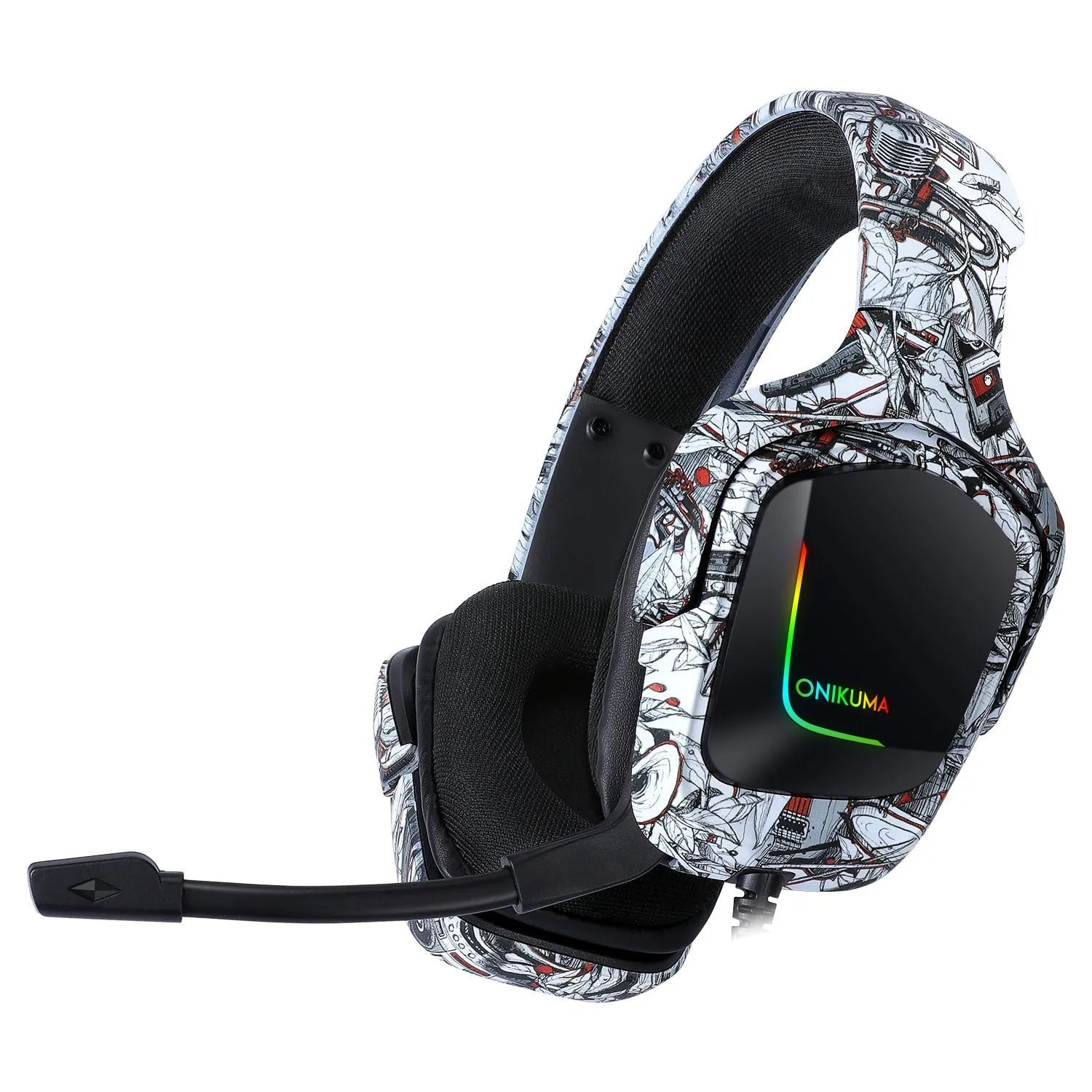 Head On black wired gaming headset with microphone and 3.5mm plug