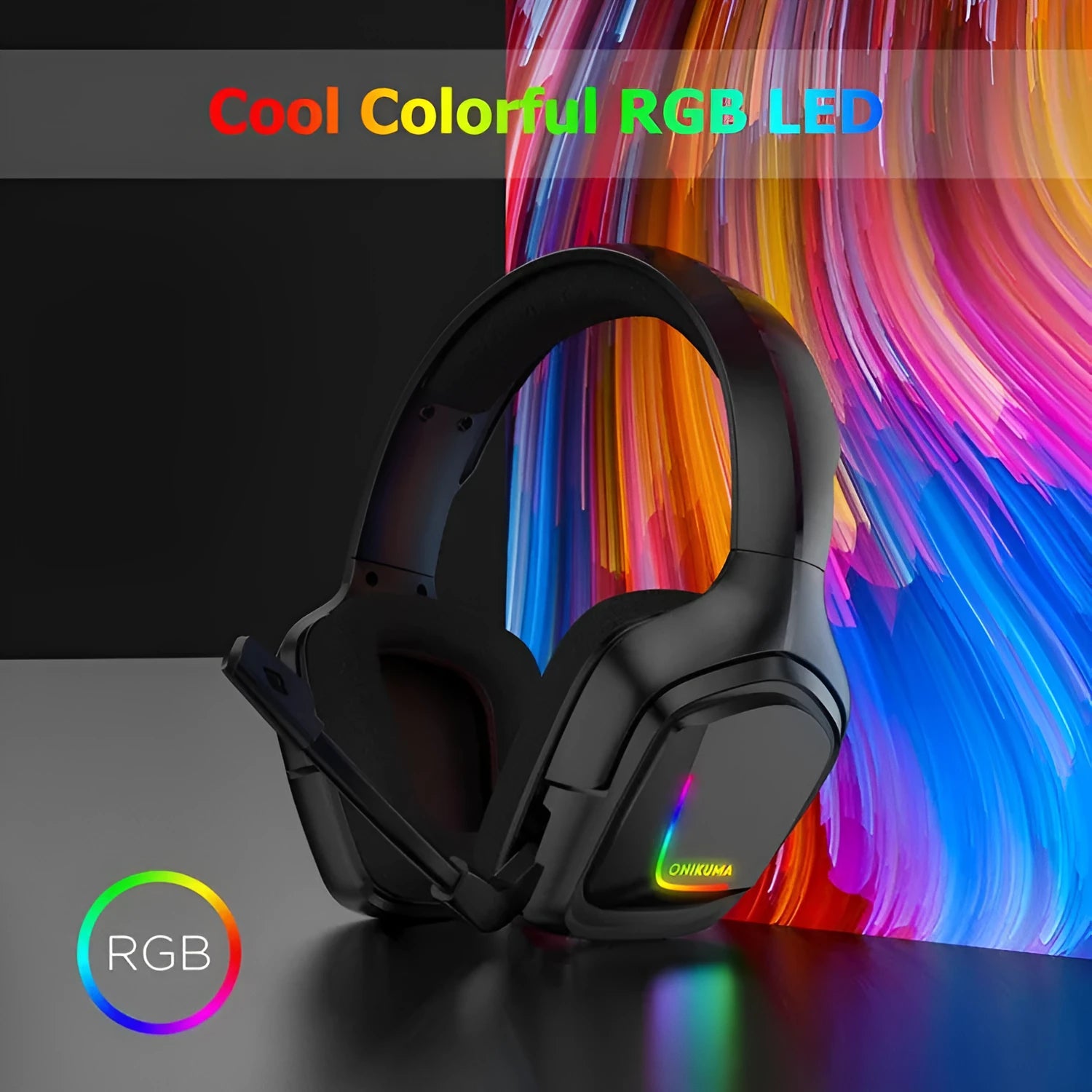Head On black wired gaming headset with microphone and 3.5mm plug