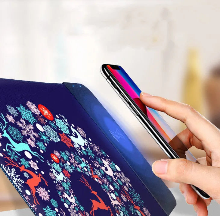 Wireless charging mouse pad with RGB lighting and colourful cartoon dot pattern